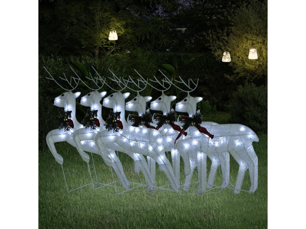 Rennes de Noël 6 pcs Blanc 120 LED