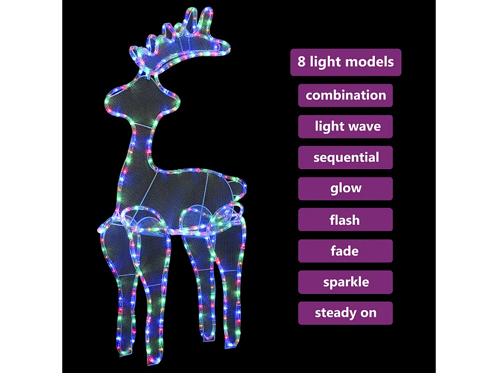 Décoration de Noël de renne avec maille 306 LED 60x24x89 cm