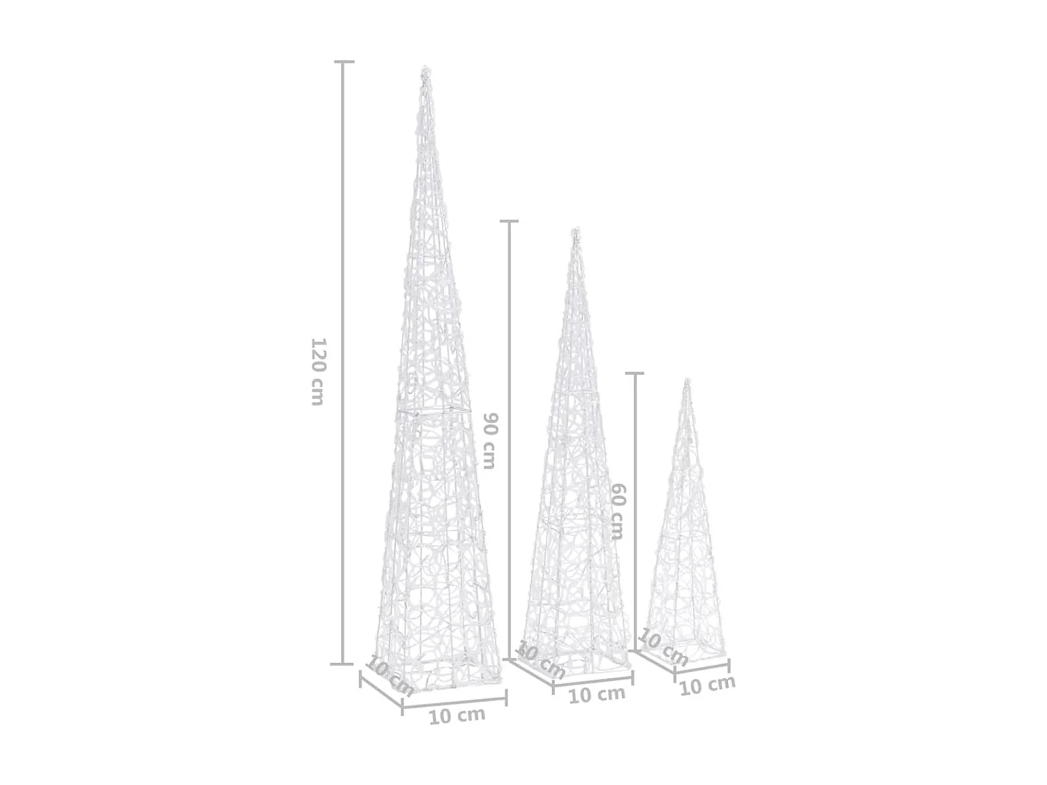 Set di coni luminosi a LED Acrilico Bianco freddo 60/90/120 cm