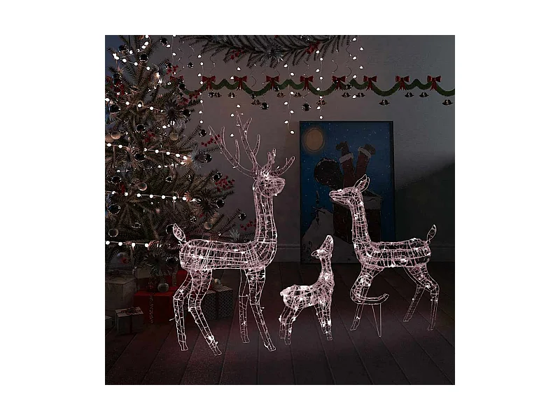 Familia de renos decorativa Acrílico 300 LED blanco cálido