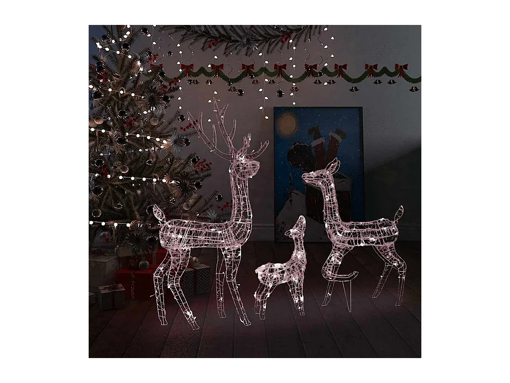 Famiglia di renne decorative Acrilico 300 LED bianco caldo