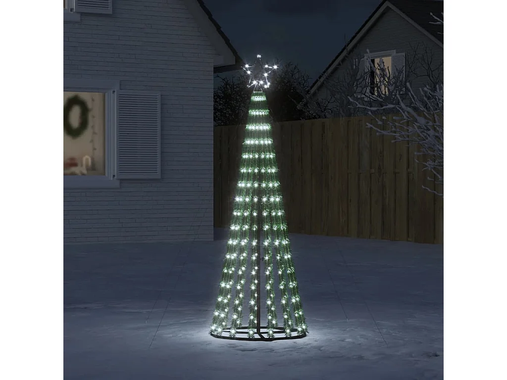 Konischer leuchtender Weihnachtsbaum 275 kaltweiße LEDs 180 cm
