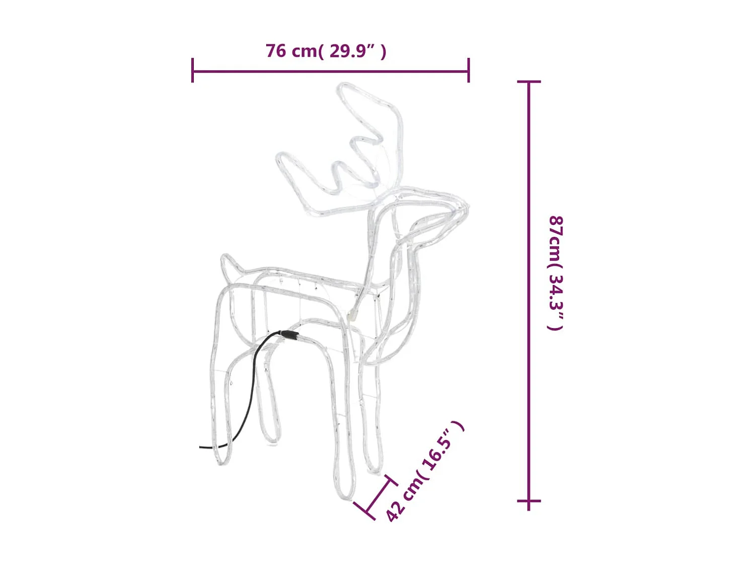 Rena de Natal Cool branco 76x42x87 cm