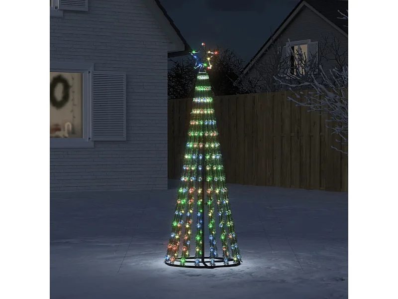 Albero di Natale conico luminoso 275 LED colorati 180 cm
