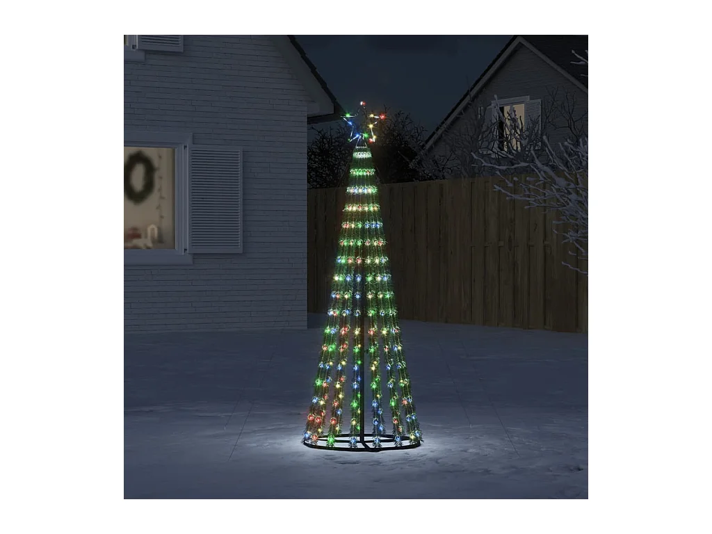 Albero di Natale conico luminoso 275 LED colorati 180 cm