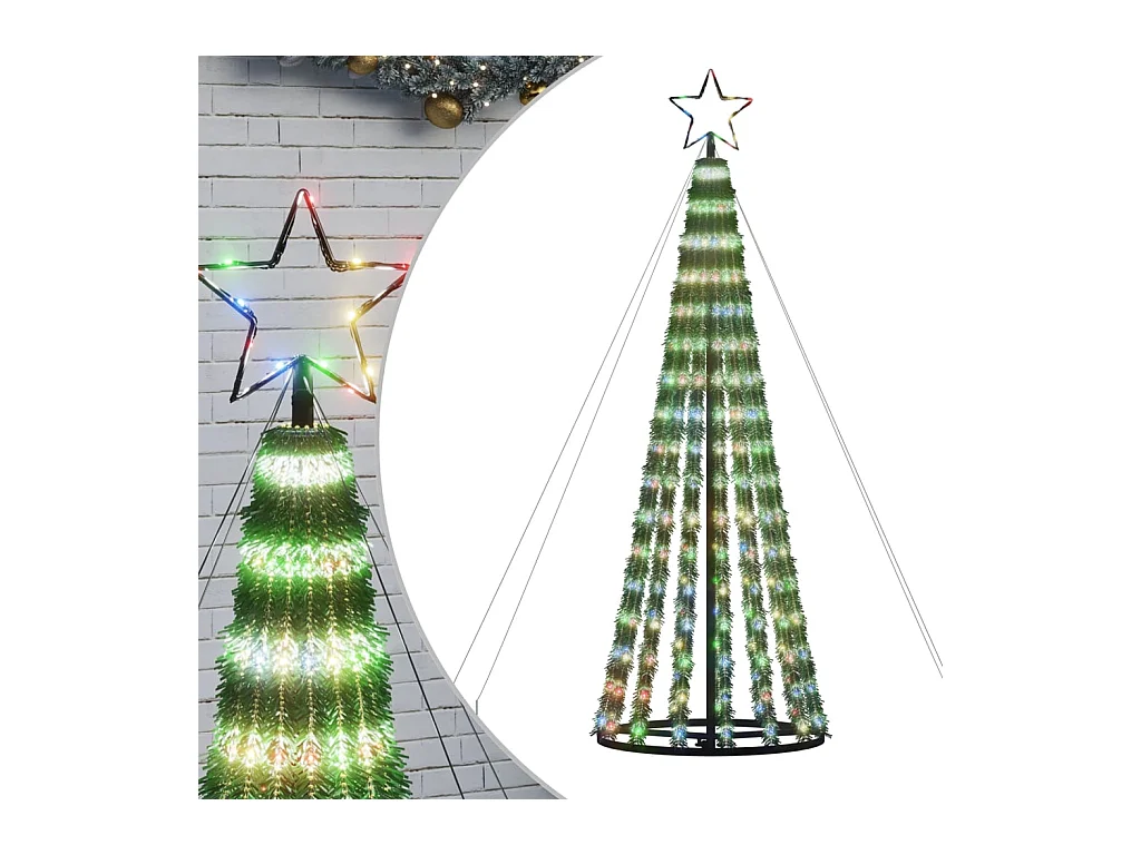 Konischer leuchtender Weihnachtsbaum 275 farbige LEDs 180 cm