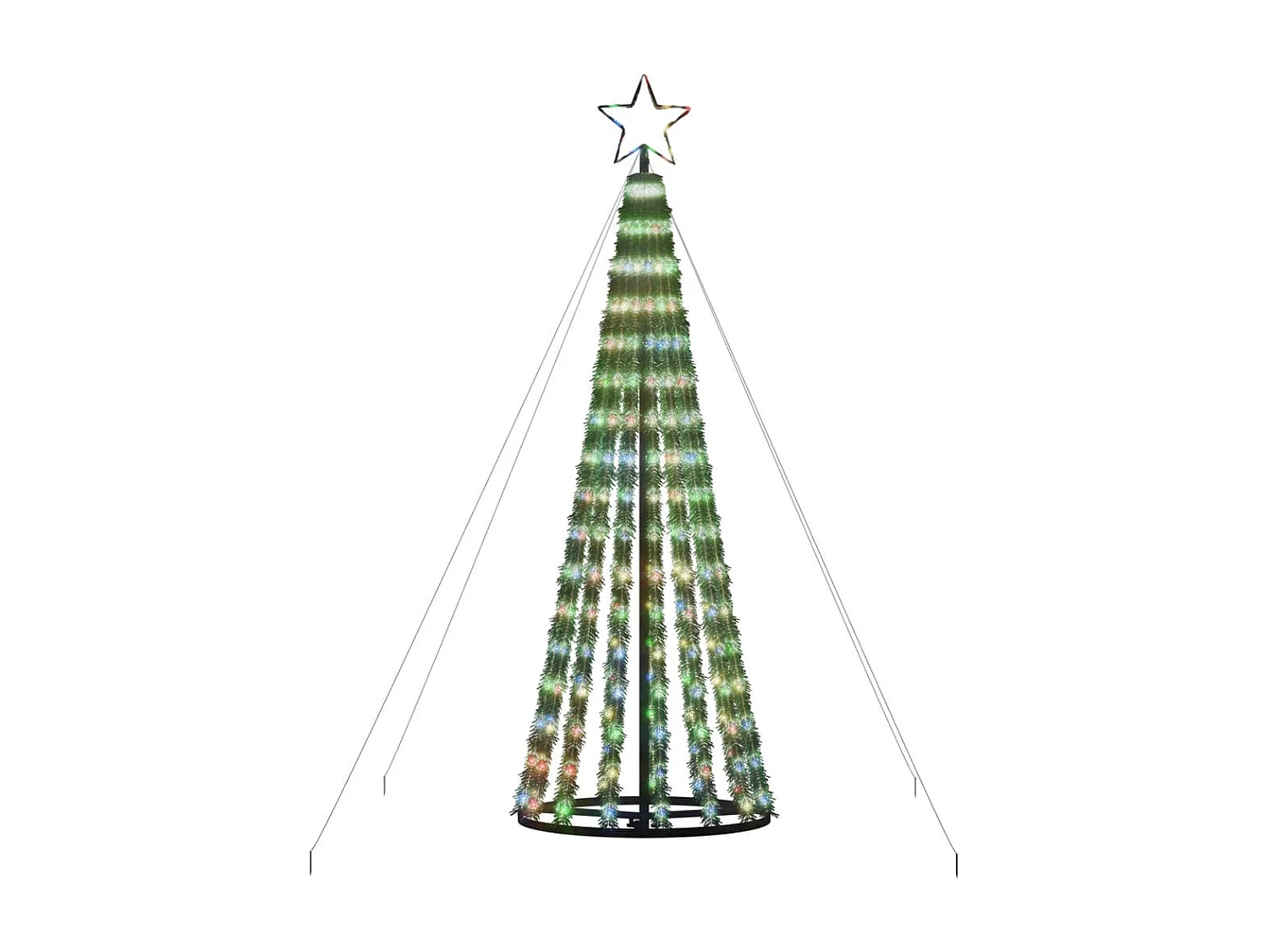 Albero di Natale conico luminoso 275 LED colorati 180 cm