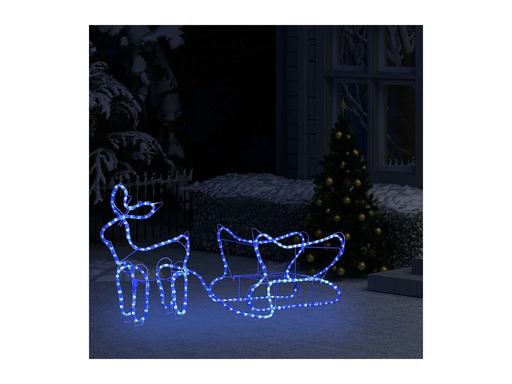 Decoración navideña exterior reno y trineo 252 LED