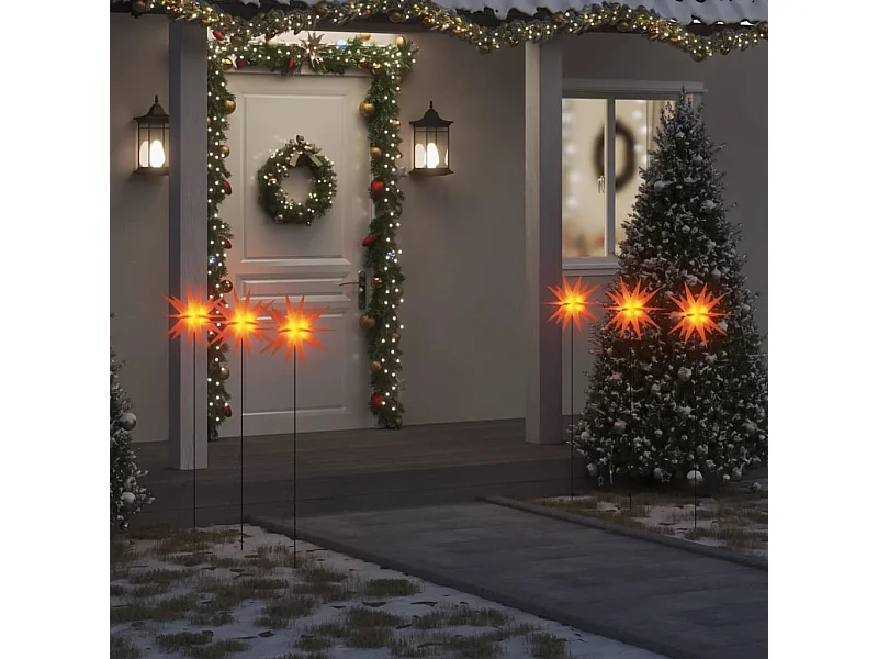 Lumières de Noël avec piquets 3 pcs LED pliable rouge 35 cm