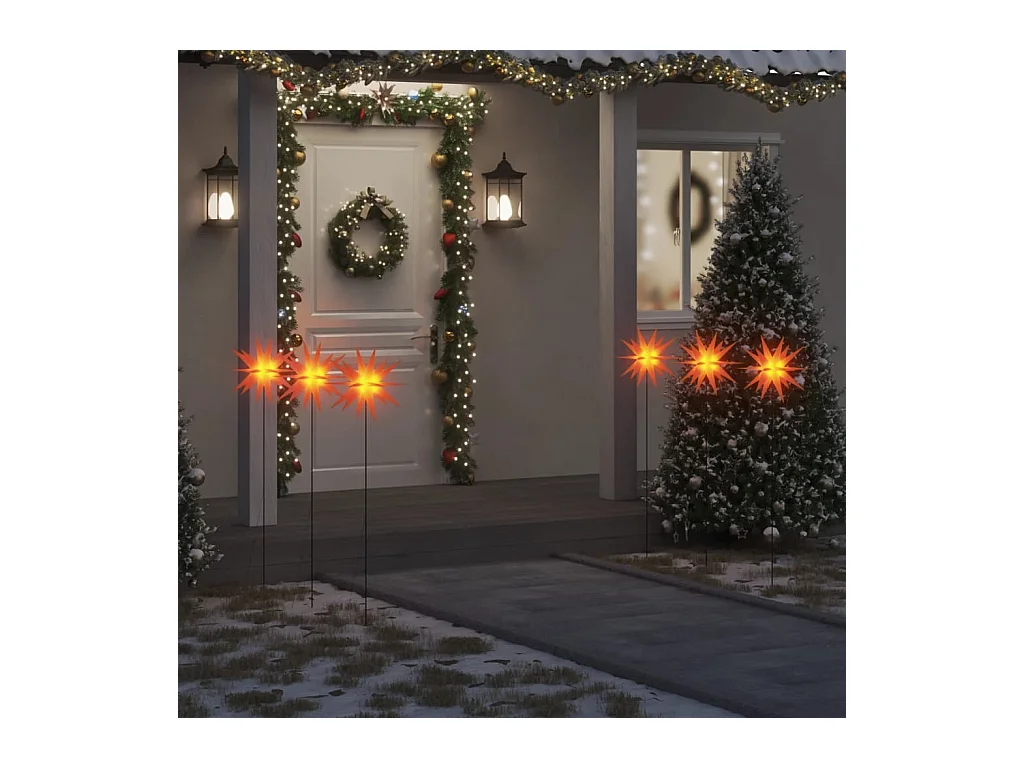 Luci natalizie con picchetti 3 pz pieghevoli LED rosse 35 cm