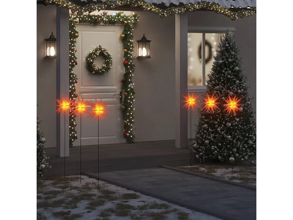 Lumières de Noël avec piquets 3 pcs LED pliable rouge 35 cm