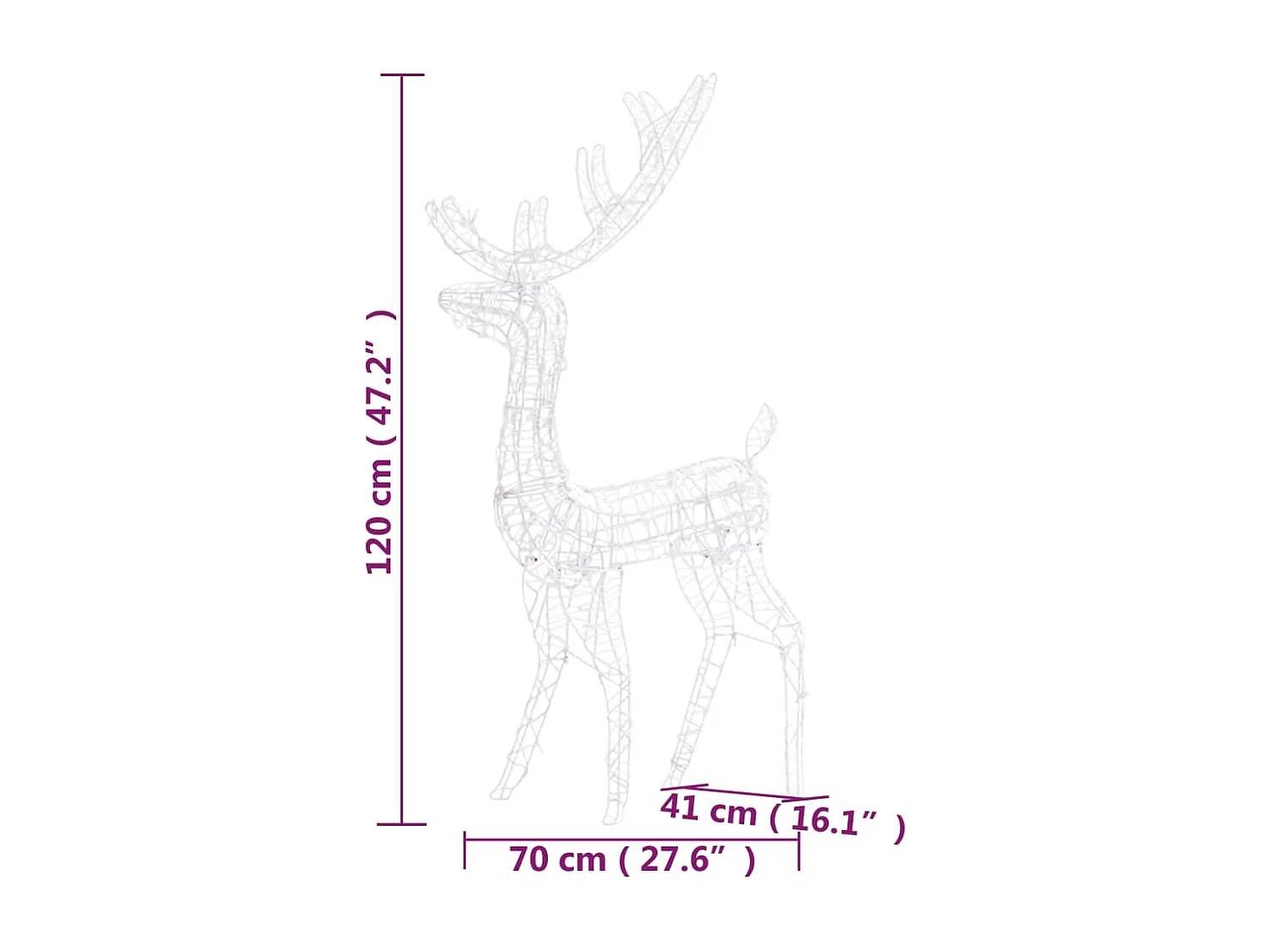 Decorações de Natal de renas acrílicas 3 unidades 120 cm azul