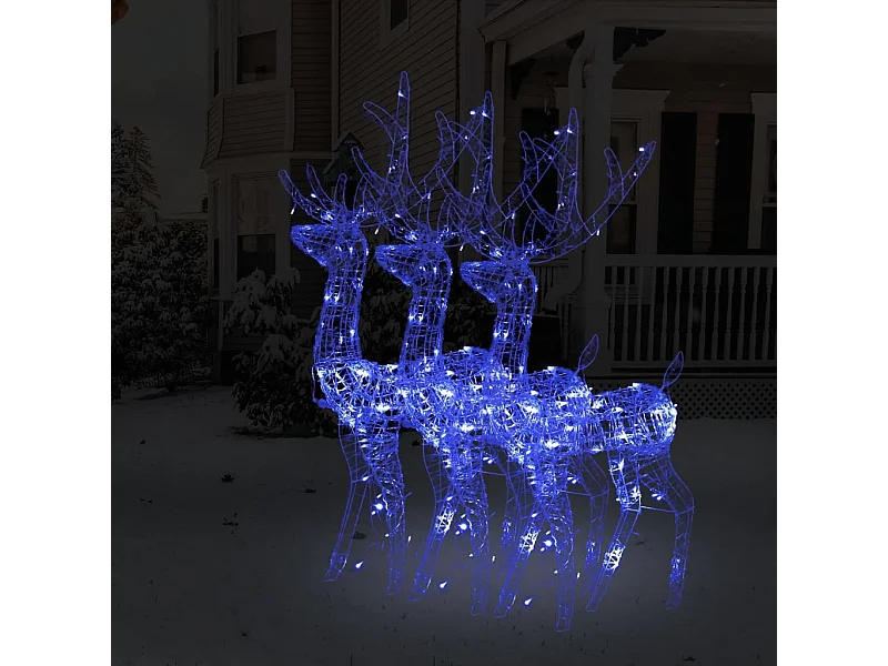 Adornos navideños de renos Acrílico 3 piezas 120 cm Azul