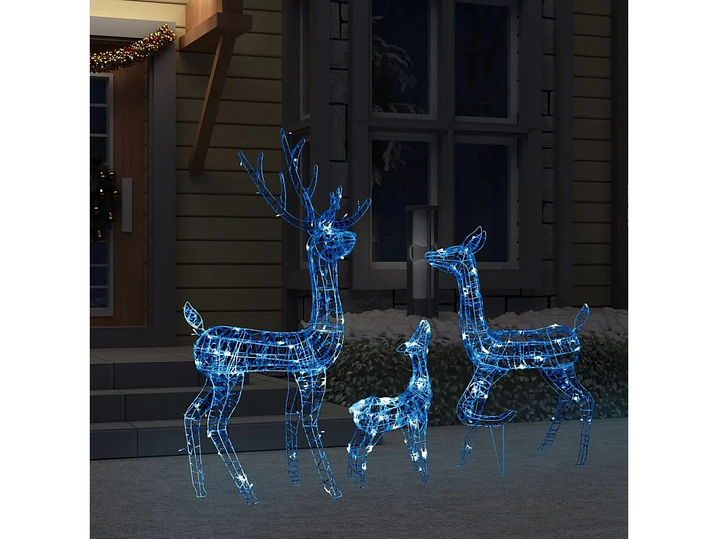 Decorazione della famiglia delle renne Acrilico 300 LED blu