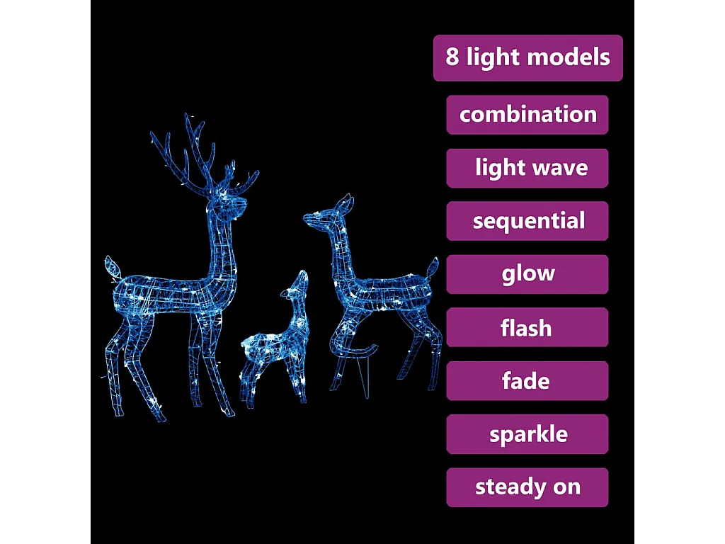 Famille de rennes de décoration Acrylique 300 LED bleu