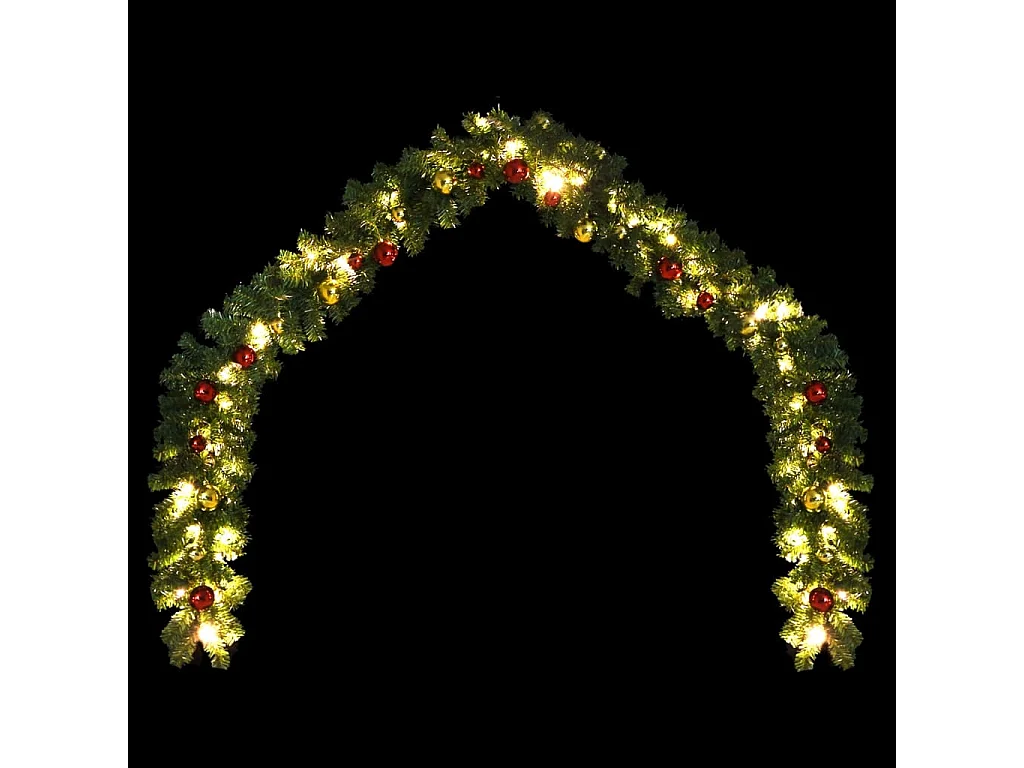 Ghirlanda natalizia decorata con palline e luci led 5 mt