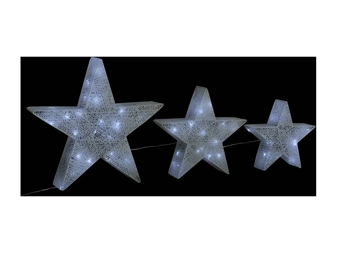 Étoile de décoration de Noël 3pcs Blanc LED Extérieur Intérieur
