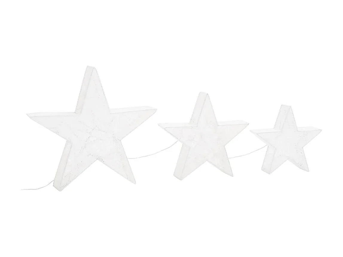 Étoile de décoration de Noël 3pcs Blanc LED Extérieur Intérieur