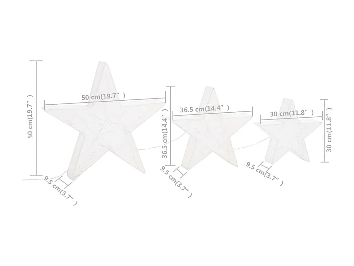 Étoile de décoration de Noël 3pcs Blanc LED Extérieur Intérieur