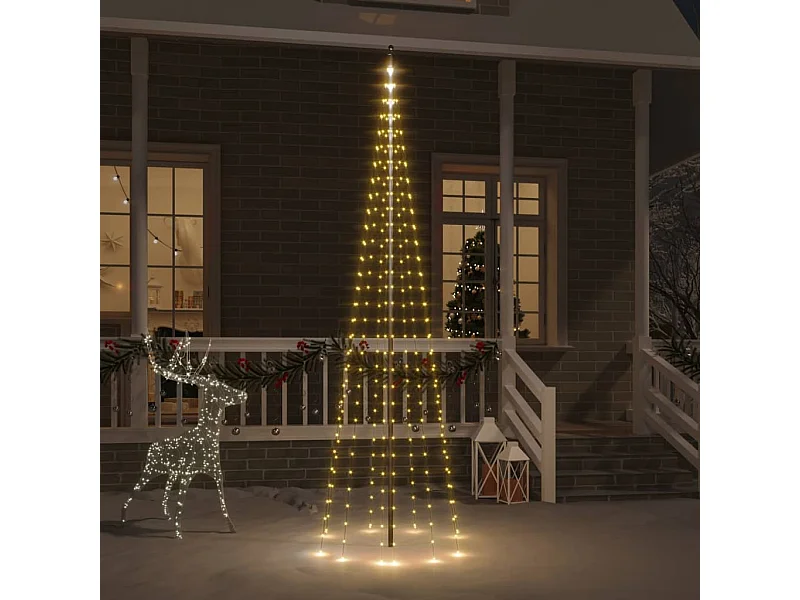 Árvore de Natal em mastro de bandeira 310 LED Branco quente 300 cm