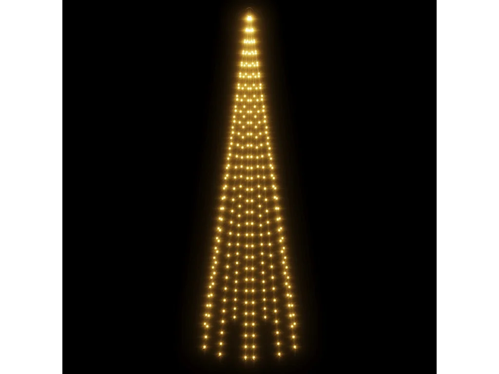 Árvore de Natal em mastro de bandeira 310 LED Branco quente 300 cm