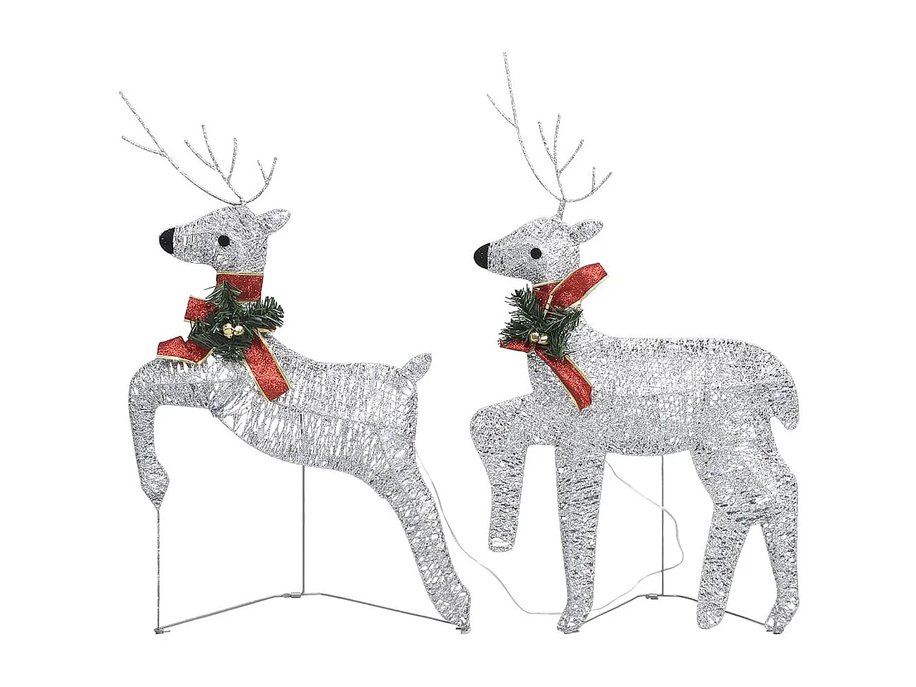 Rennes de Noël 2 pcs Argenté 40 LED