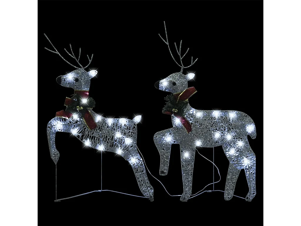 Rennes de Noël 2 pcs Argenté 40 LED