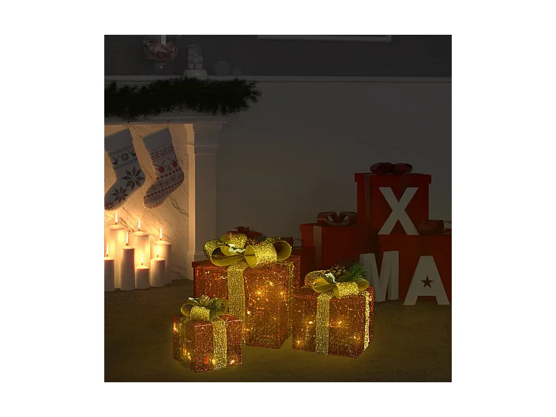 Boîtes-cadeaux de Noël décoratives 3 pcs Extérieur Intérieur