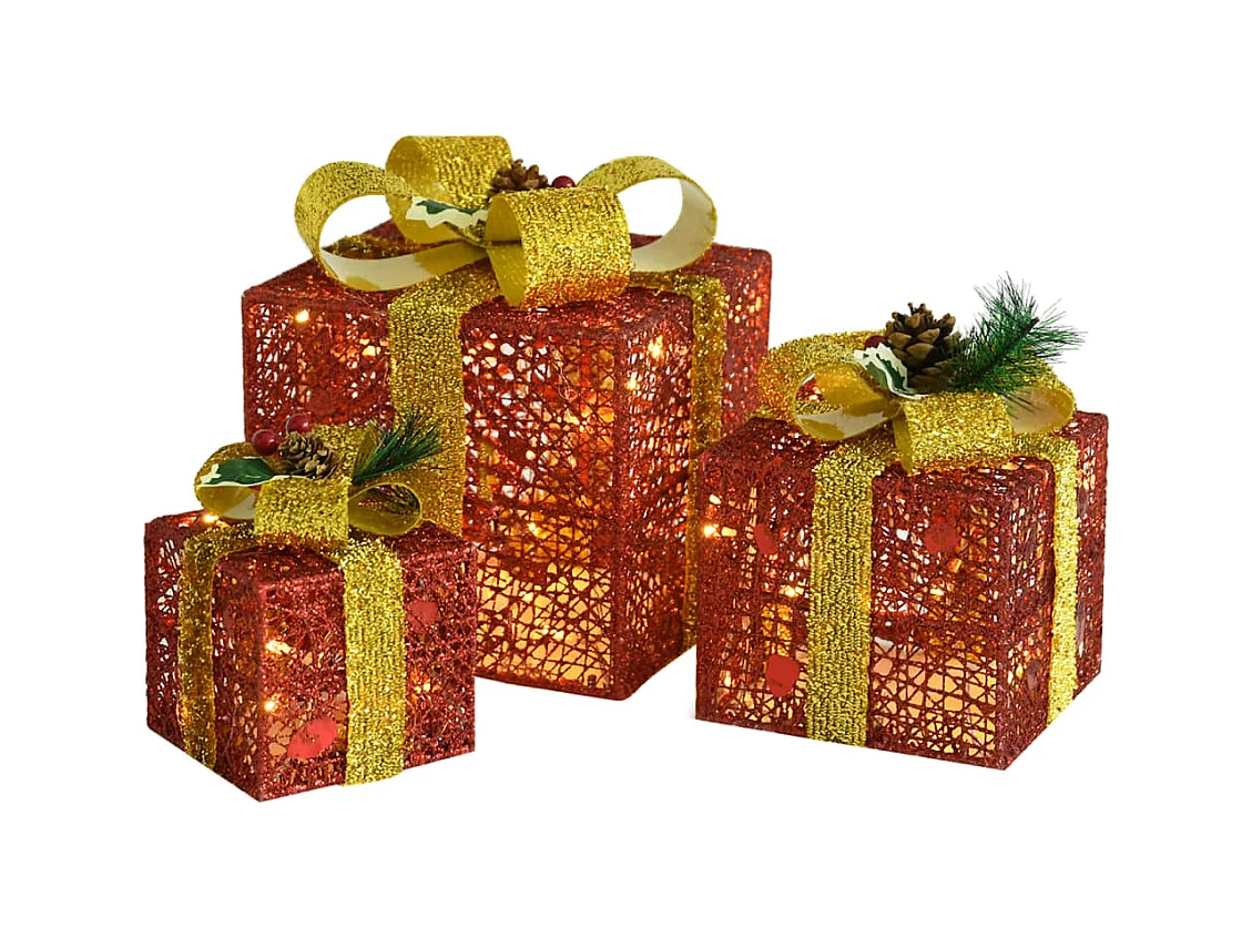 Boîtes-cadeaux de Noël décoratives 3 pcs Extérieur Intérieur