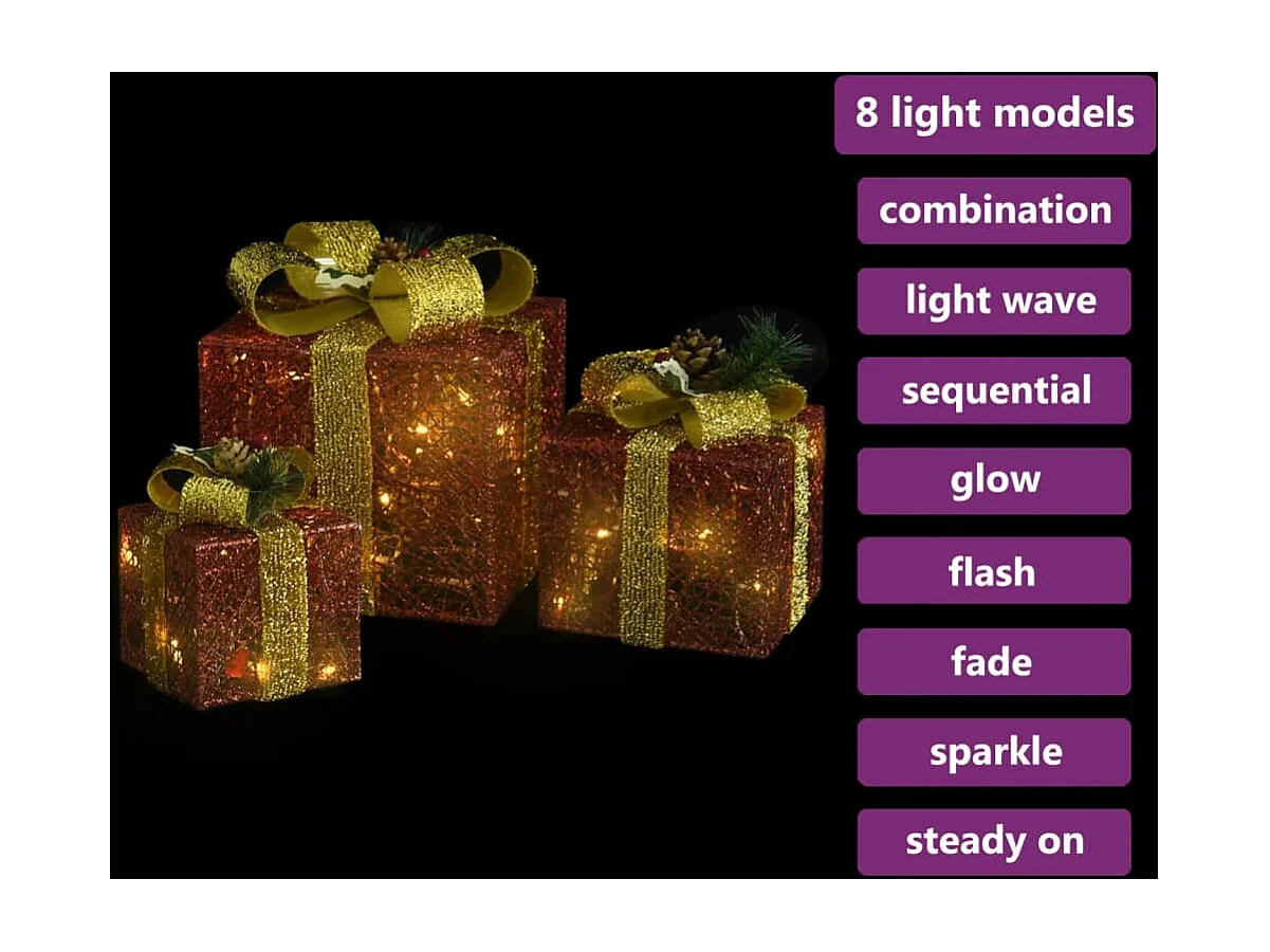 Boîtes-cadeaux de Noël décoratives 3 pcs Extérieur Intérieur