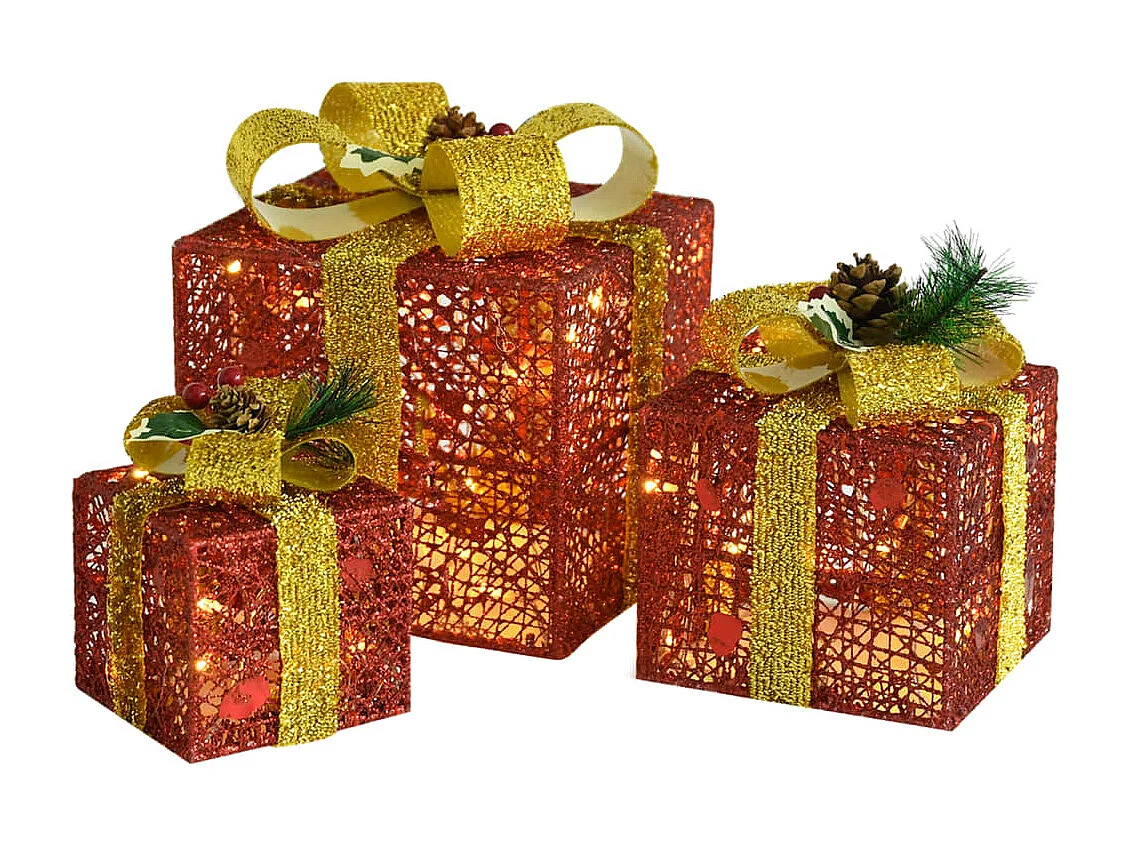 Boîtes-cadeaux de Noël décoratives 3 pcs Extérieur Intérieur