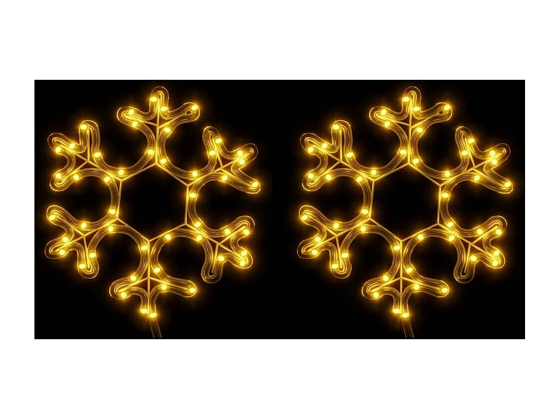 Copo de nieve navideño con LED 2 piezas Blanco cálido 27x27 cm