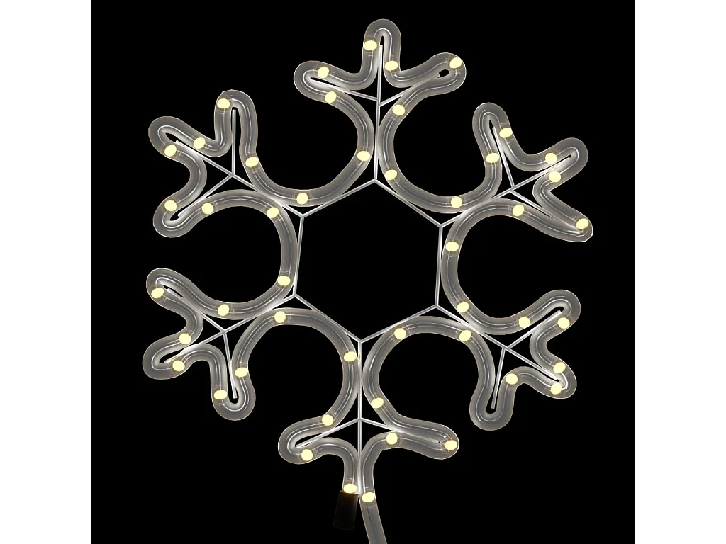 Copo de nieve navideño con LED 2 piezas Blanco cálido 27x27 cm