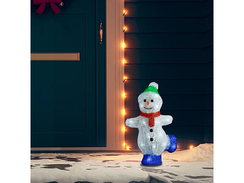 Silhouette de bonhomme de neige de Noël LED Acrylique 30 cm