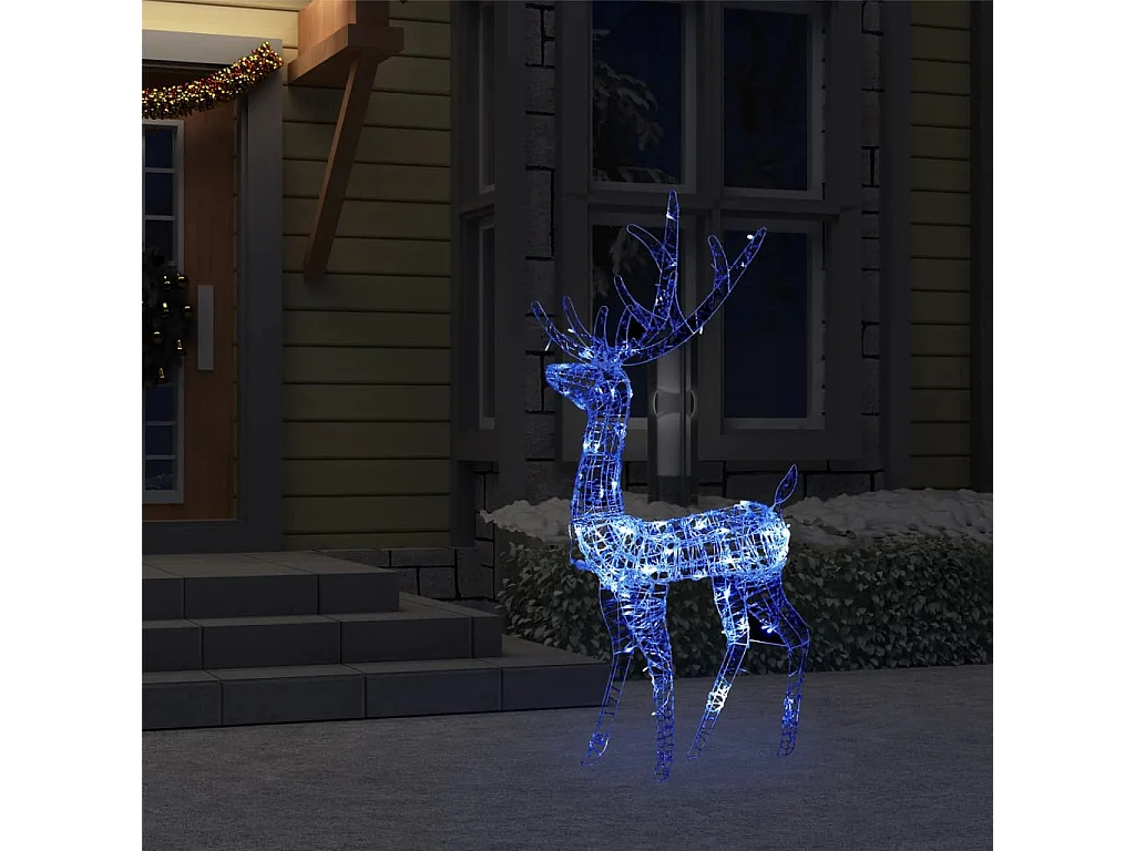 Renne de décoration de Noël Acrylique 140 LED bleues 120 cm