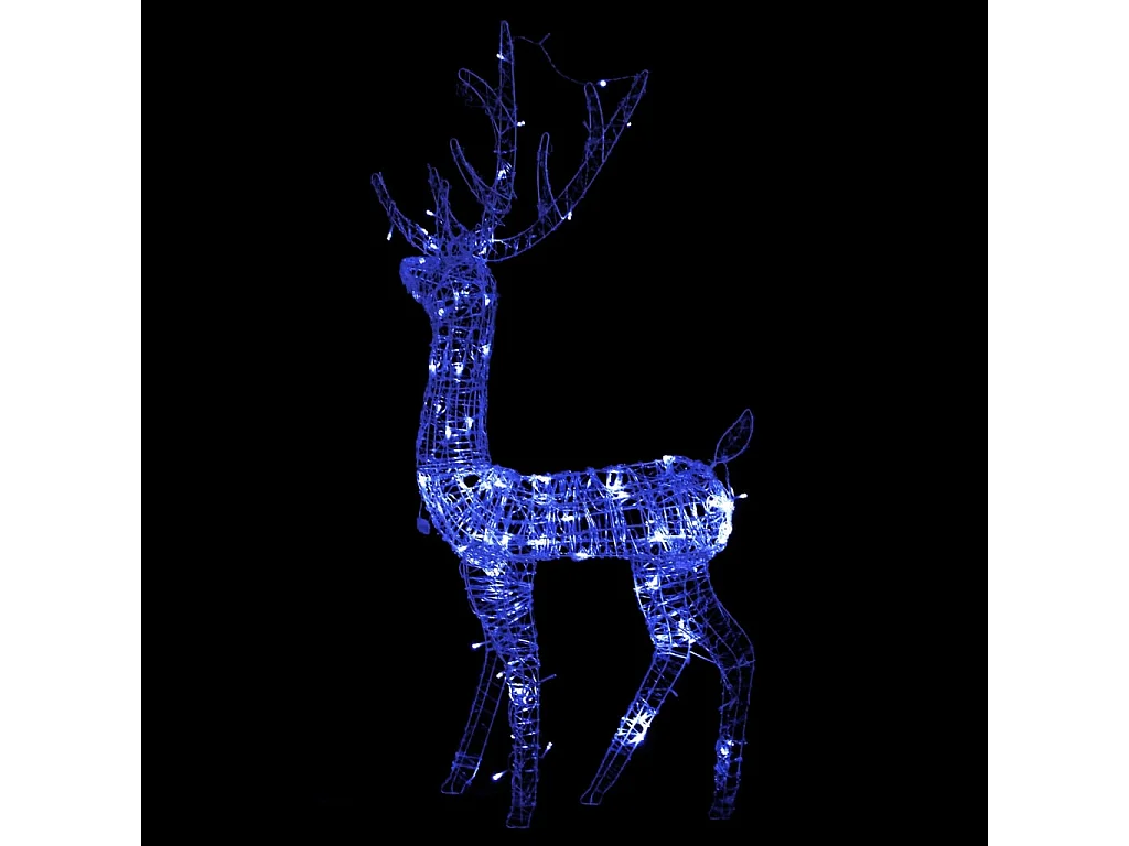 Renne de décoration de Noël Acrylique 140 LED bleues 120 cm