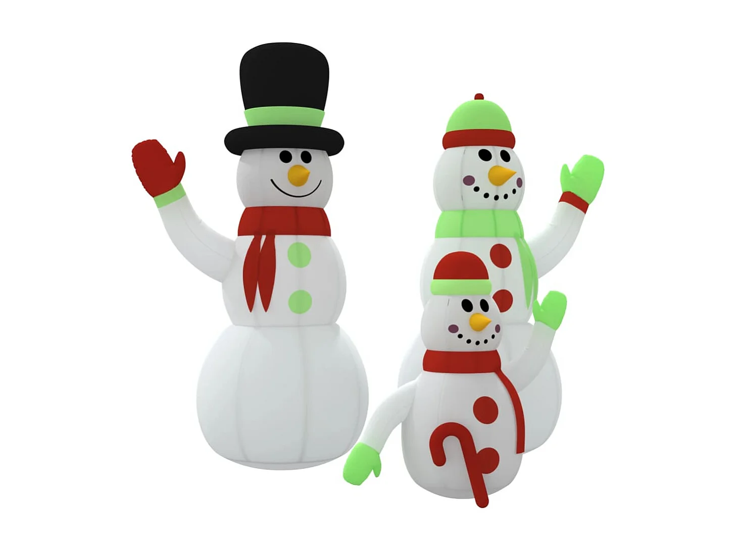 Famiglia di pupazzi di neve gonfiabili con LED 360 cm