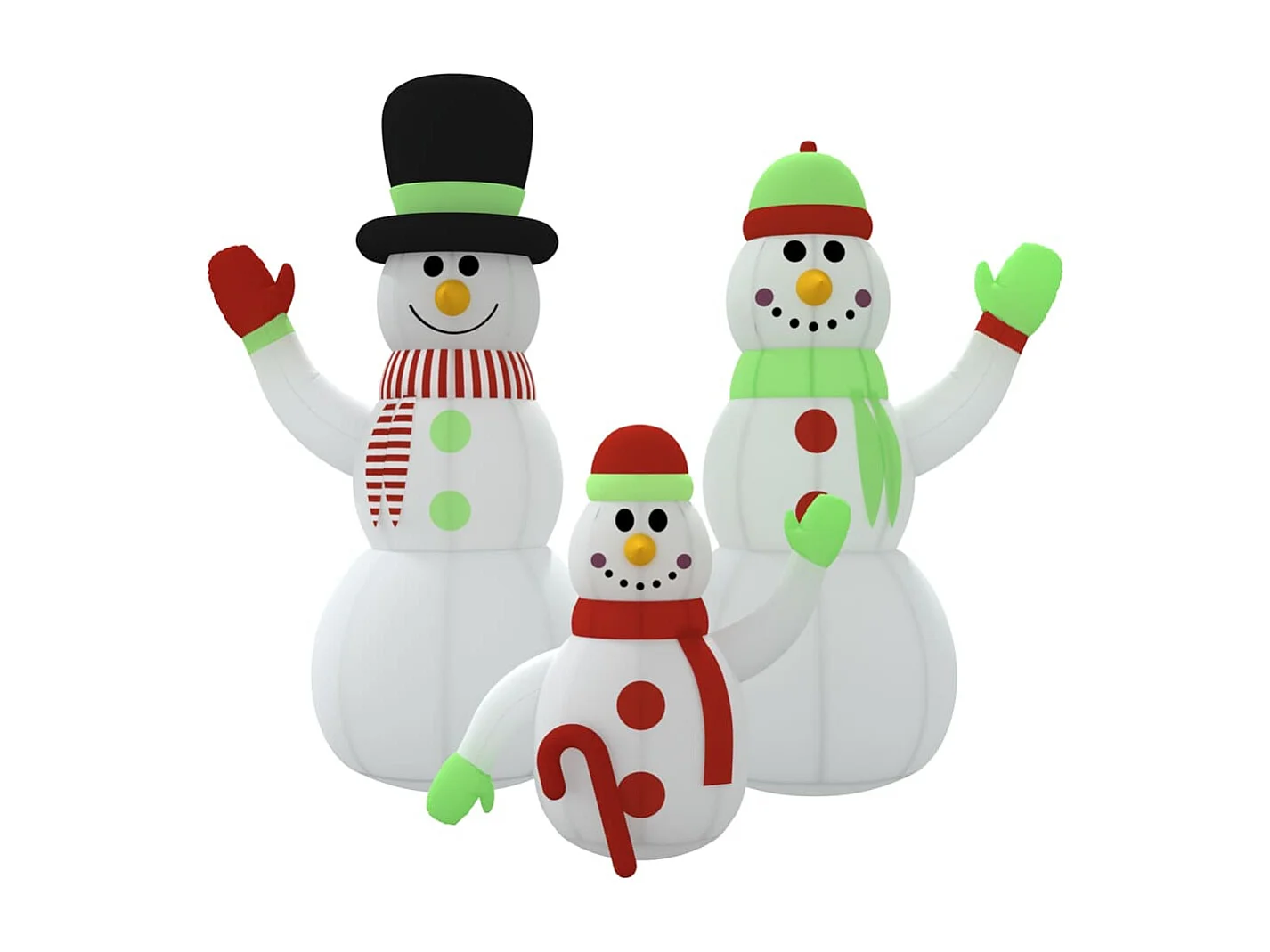 Famiglia di pupazzi di neve gonfiabili con LED 360 cm