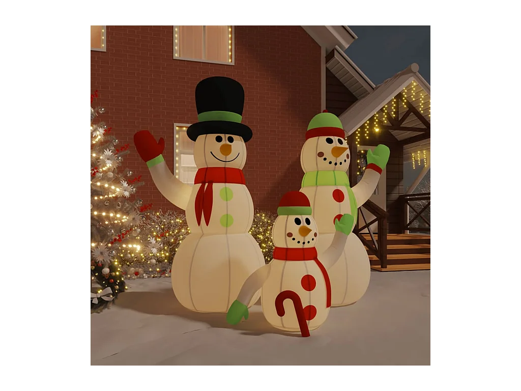 Opblaasbare sneeuwpopfamilie met LED 360 cm
