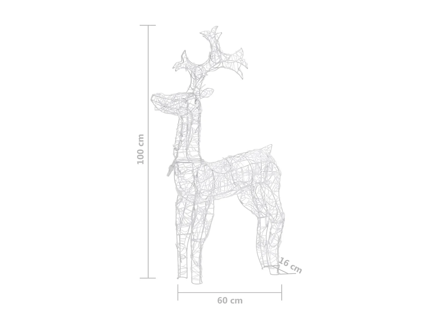 Decorazione natalizia renna 90 LED 60x16x100 cm Acrilico