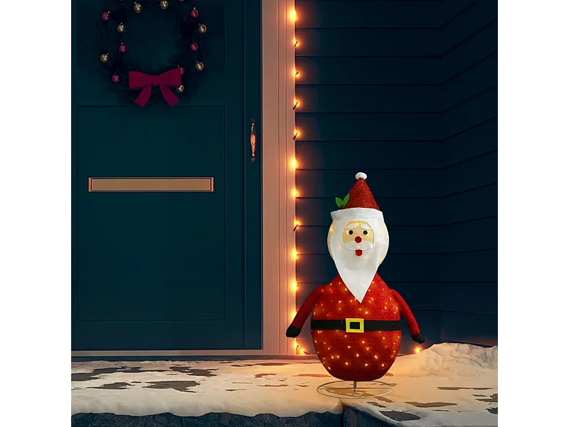 Decoração de Natal Papai Noel Estatueta LED Tecido Luxo 90cm