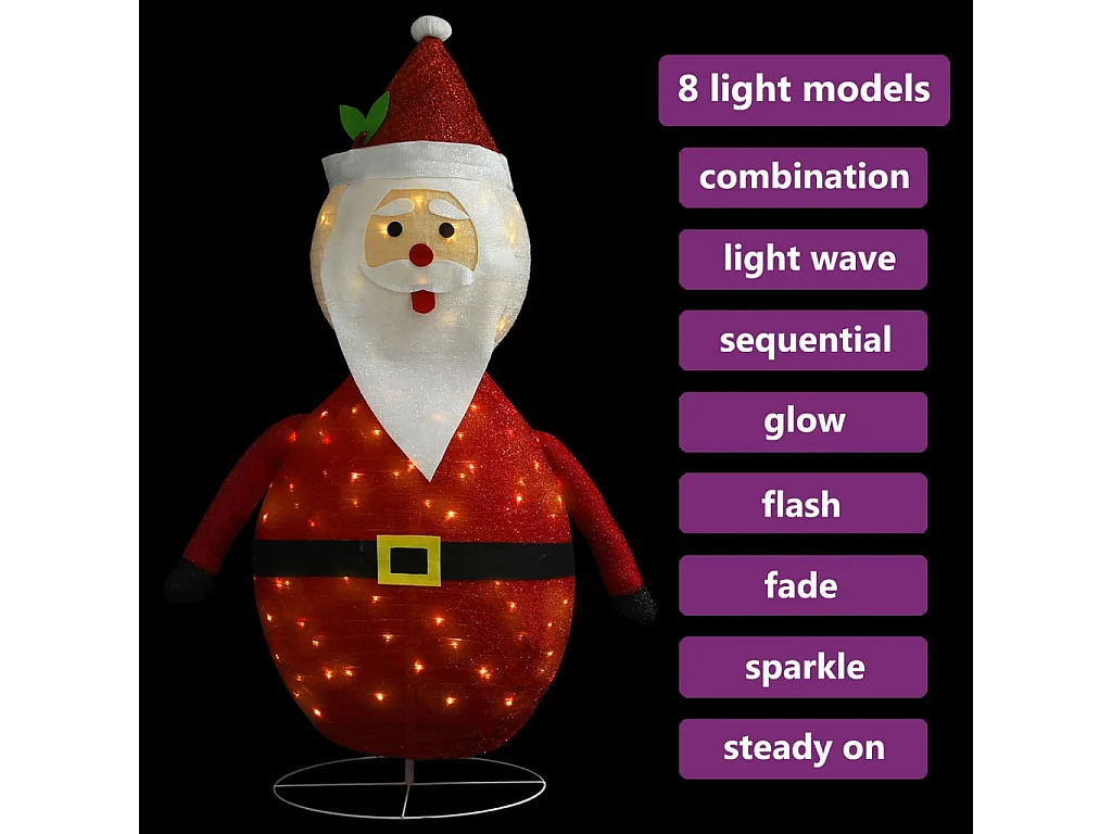 Décoration de Noël Figurine Père Noël LED Tissu de luxe 90 cm