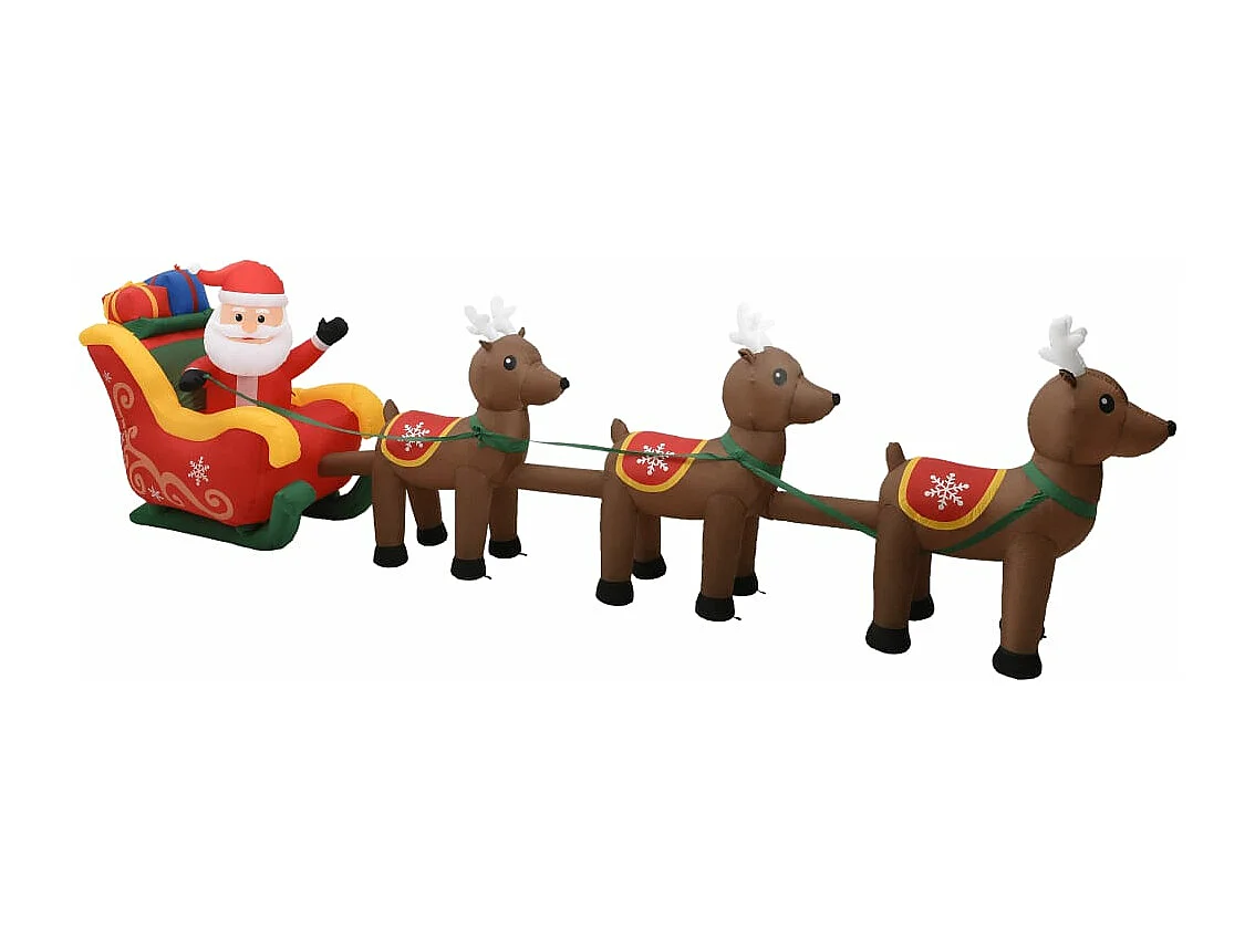 Aufblasbare Weihnachtsmann- und Rentier-LED-Dekoration, 490 cm