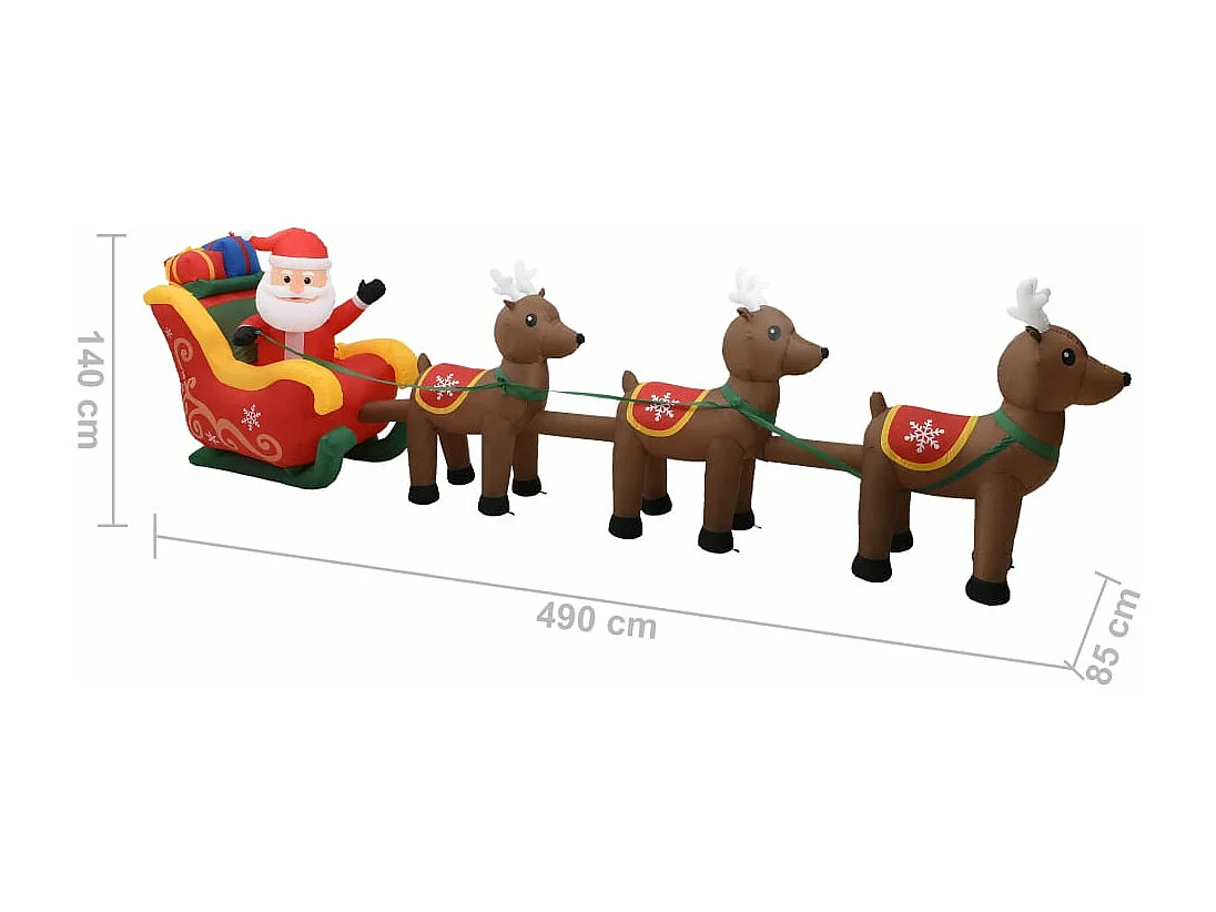 Aufblasbare Weihnachtsmann- und Rentier-LED-Dekoration, 490 cm