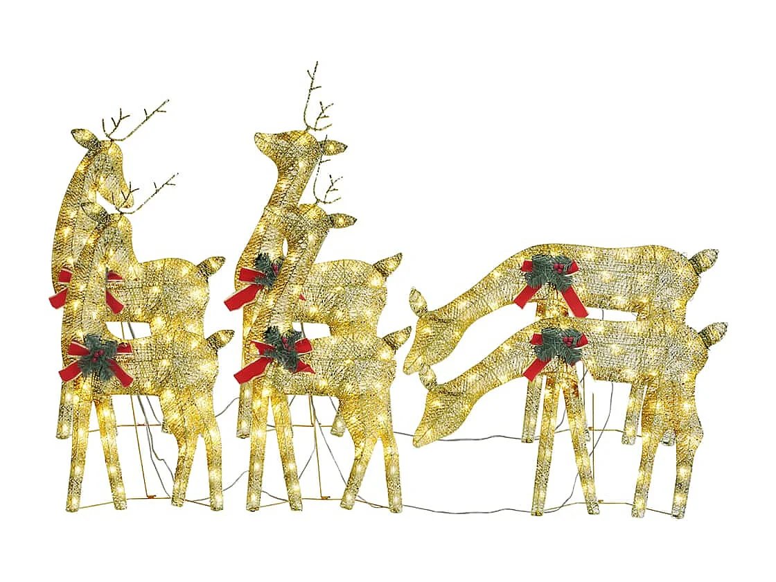 Rennes de Noël 6 pcs Doré Blanc chaud Maille