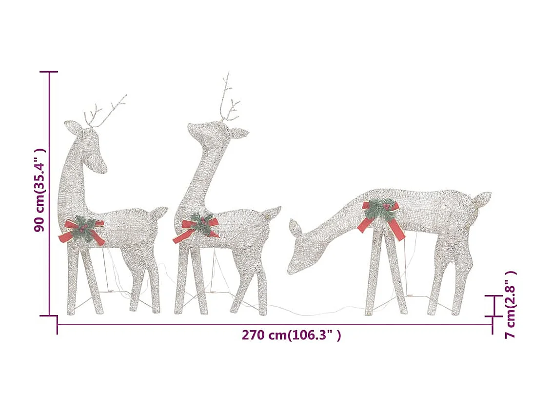 Rennes de Noël 6 pcs Doré Blanc chaud Maille