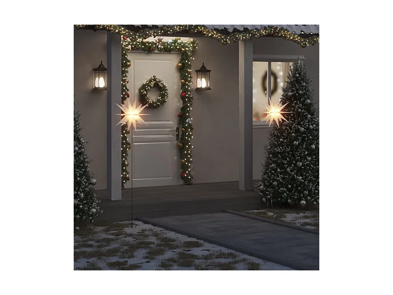 Luce natalizia con picchetto LED bianco pieghevole 57 cm