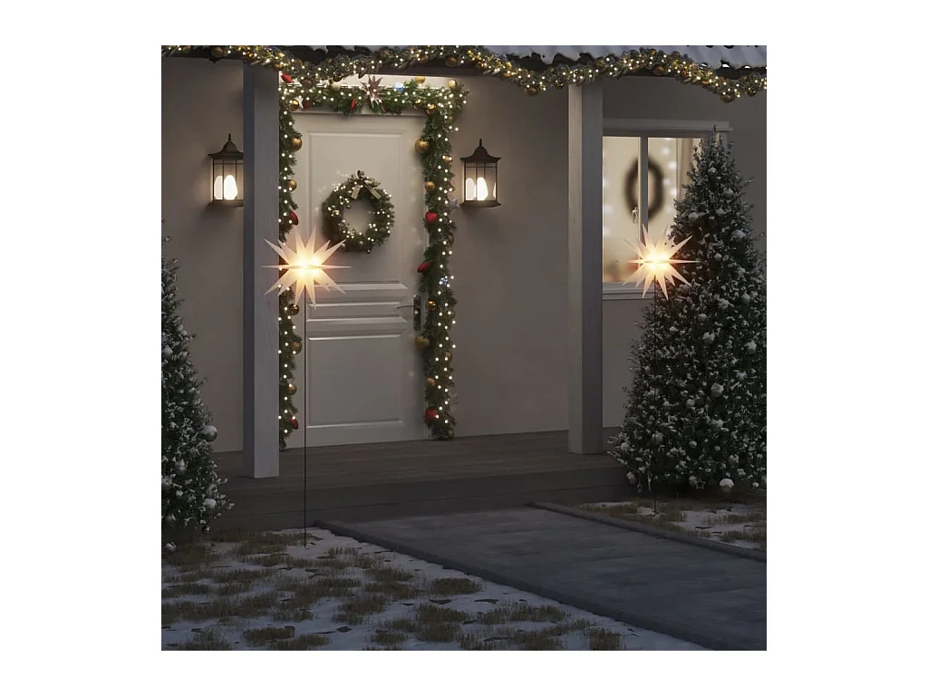 Lumière de Noël avec piquet LED pliable blanc 57 cm