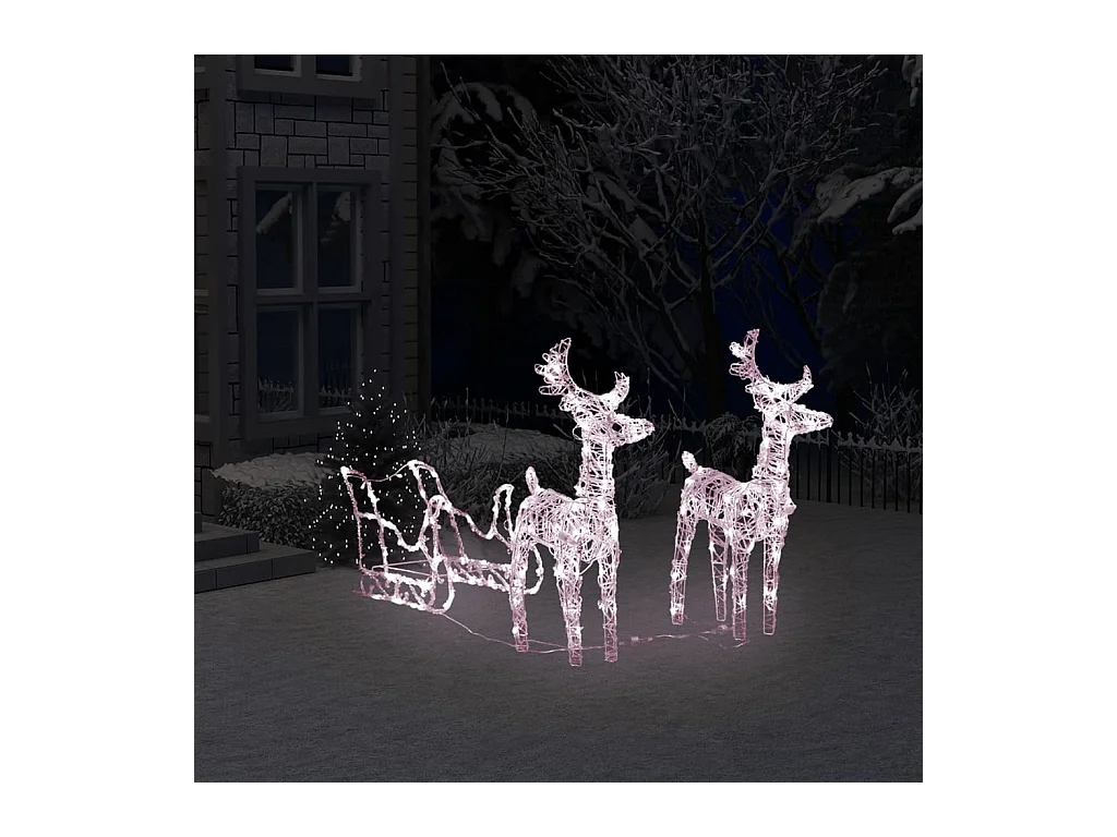 Decorazione natalizia Renna e slitta 160 LED 130 cm Acrilico