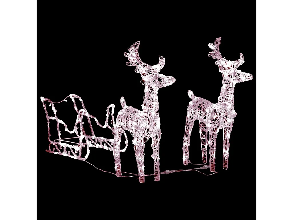 Décoration de Noël Rennes et traîneau 160 LED 130 cm Acrylique